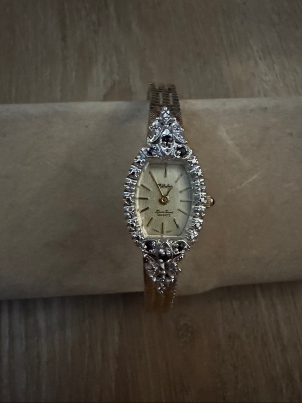 Lucien Piccard Silver-Tone diamond sapphire watch